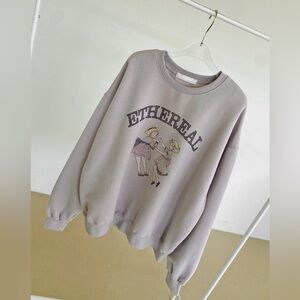 One size BLACKn9CK Graphic Dancing Girls Vintage Sweatshirt, gray/ beige NWOT